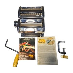 Vintage Marcato Atlas 150 Pasta Maker Machine Chrome Made In Italy Complete W/ M